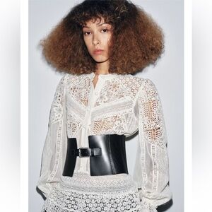 Zara Black Sash Wide Leather Belt blogger fav